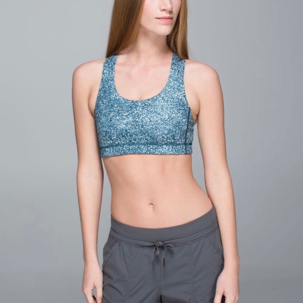 Lululemon Pebble Print Alberta Lake Blue Sport Bra
